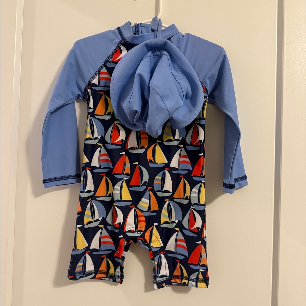 Little Me Sailboat Print Rashguard - Multicolor